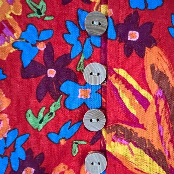 Maison d’ Amelie Floral Red Button Down Midi Skirt Sz XS - Picture 4 of 11